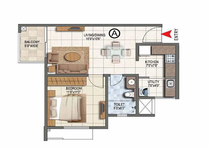 Featured Image of Prestige Forest Edge 2 BHK Floor Plan