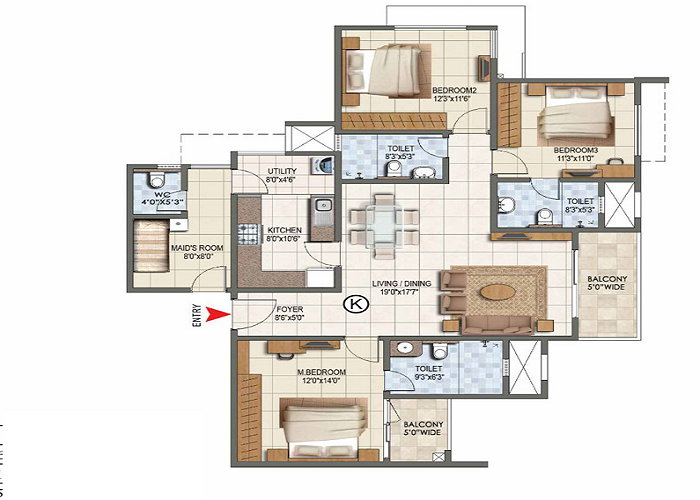 Featured Image of Prestige Forest Edge 3.5 BHK Floor Plan